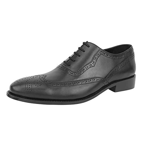 LIBERTYZENO Mens Wingtip Genuine Leather Oxford Dress Shoes 920 Black