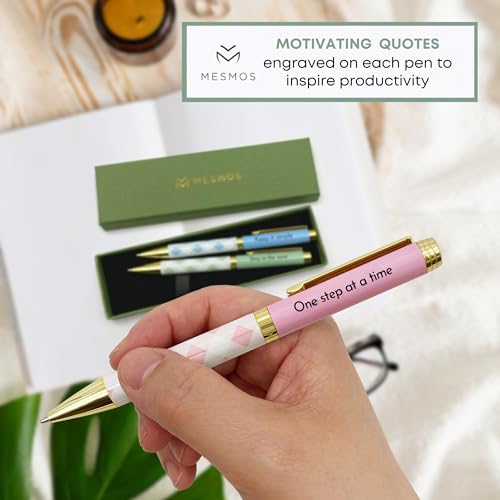 MESMOS 3pk Pastel Ballpoint Pen Set, Inspirational Unique Gifts for Women, Womens Gift, Fancy Pens for Women, Cool Motivational Pens, Nice Writing Pens, Pretty Pens, Boss Lady Office Gift Sets Women