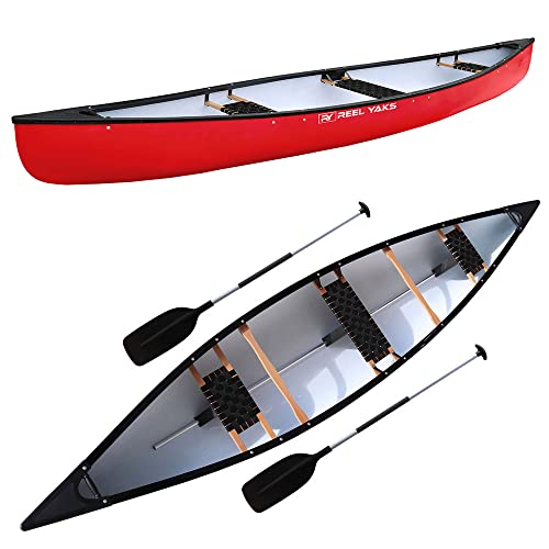 Expedition Canoe for Family or Fishing 15.8ft | 2 to 4 Person | Comfortable Seats with 2 Paddles | Lightweight Stable & Easy to Maneuver | 950lb Capacity to Hold All Your Gear | Familia Canoa