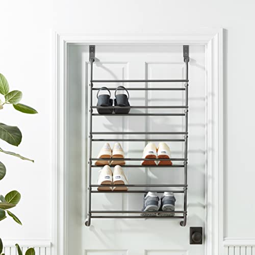 Whitmor Over the Door Shoe Rack 18 Pair Gunmetal Grey