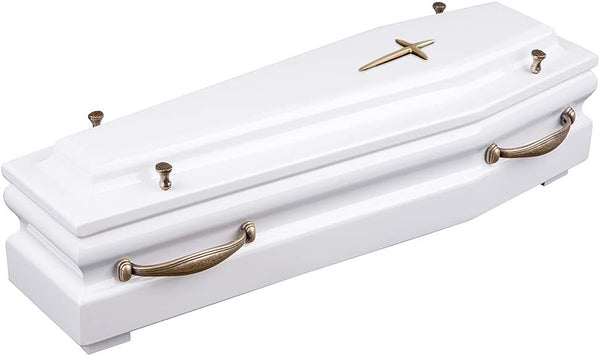 Beautiful Wood Casket Adult Infant URN White Funeral URN White