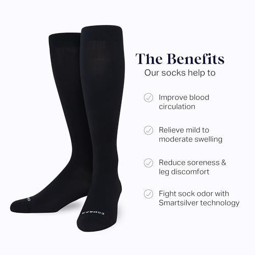 Comrad Nylon Knee High Socks 15 to 20mmhg Compression Medium Black Soft