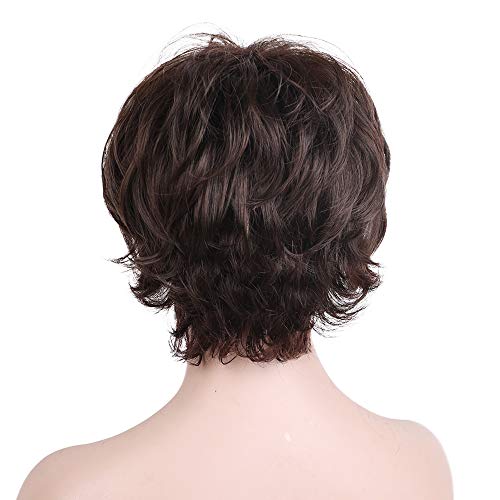 Blonde Unicorn Dark Brown Pixie Cut Wig for Women Short Bangs Remy Hair Blend