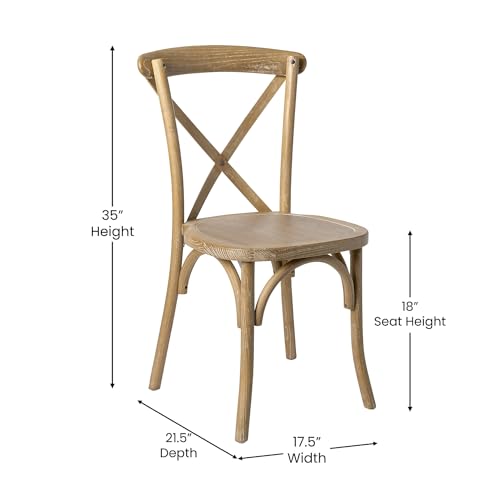 Flash Furniture Advantage Medium Natural With White Grain X Back Chair