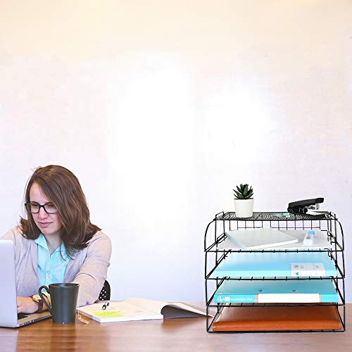 Spacrea Letter Tray 4 Tier Desk Organizers and Accessories, Stackable Paper Tray