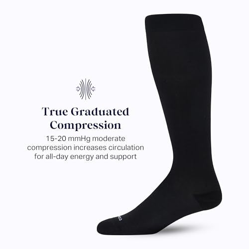 Comrad Nylon Knee High Socks 15 to 20mmhg Compression Medium Black Soft