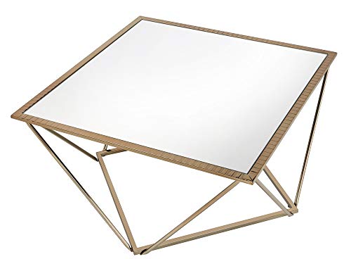 Acme Fogya Square Coffee Table with Metal Base in Mirrored and Champagne Gold