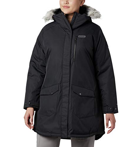 Women's Insulated Long Jacket with Faux Fur Hood Black XX-Large