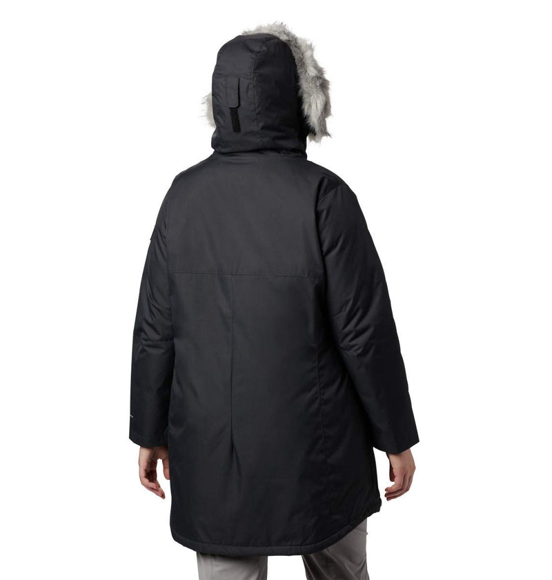 Women's Insulated Long Jacket with Faux Fur Hood Black XX-Large