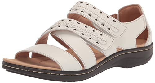 Clarks Laurieann Holly Flat Sandal White Leather 9 Wide Pair of Shoes