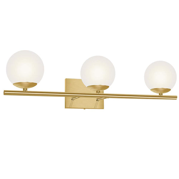 YHTlaeh New Bathroom Vanity Light Fixtures 3 Lights Brushed Brass Glass Shade