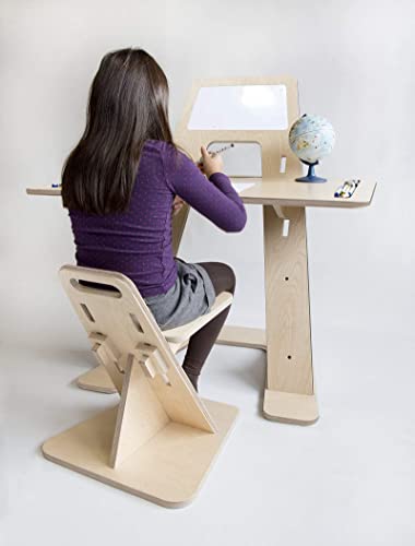 Kids Desk & Chair Set Converts to a Magnetic Whiteboard Easel Art Table for Kid