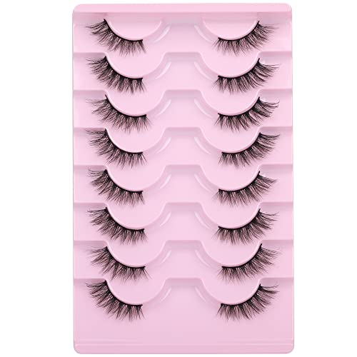 Mavphnee Half Lashes Natural Cat Eye Multi Layer Wispy Fluffy 3d False Lashes