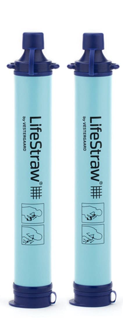 LifeStraw Personal Water Filter for Hiking Camping Travel & Emergencies 2 Pack