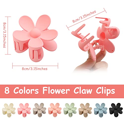 8pcs Flower Claw Clips Non Slip Strong Hold Hair Clips Women Girls Aesthetic