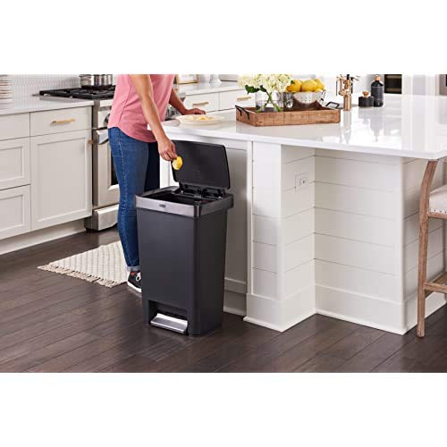 13 Gallon Charcoal Stainless Steel Step-On Trash Can