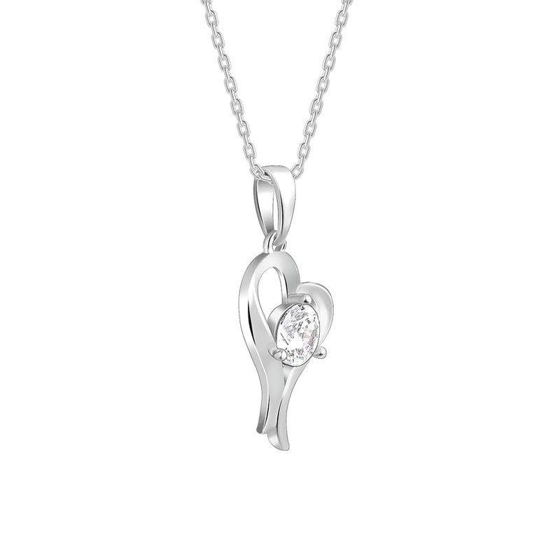 Giva Women's Metal 925 Sterling Silver Zircon Curl Heart Necklace