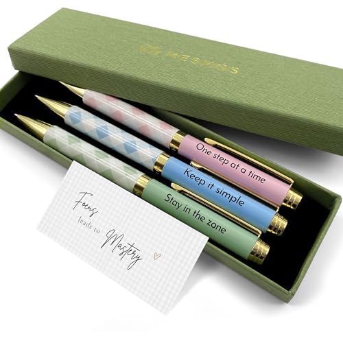 MESMOS 3pk Pastel Ballpoint Pen Set, Inspirational Unique Gifts for Women, Womens Gift, Fancy Pens for Women, Cool Motivational Pens, Nice Writing Pens, Pretty Pens, Boss Lady Office Gift Sets Women