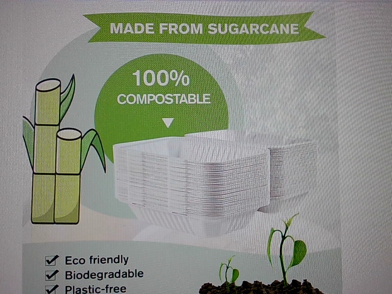 Ecolipack 75 Pack Biodegradable Food Containers 9.6 Inches