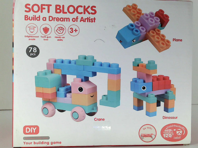 DIY Soft Building Blocks Toy Set - 78 Piece Multicolor Educational Kit