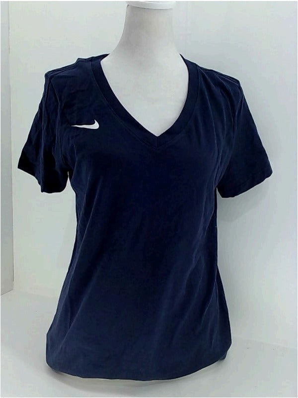 Nike Womens Dry V-Neck T-Shirt Regular Short Sleeve Top Color Navy Blue Size Small