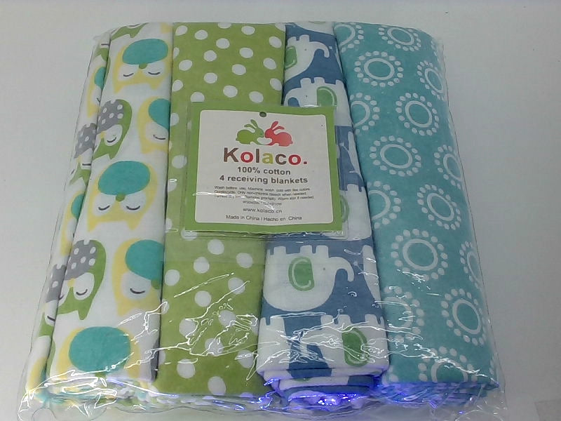 Kolaco 100% Cotton Receiving Blankets Set of 4 Multicolor