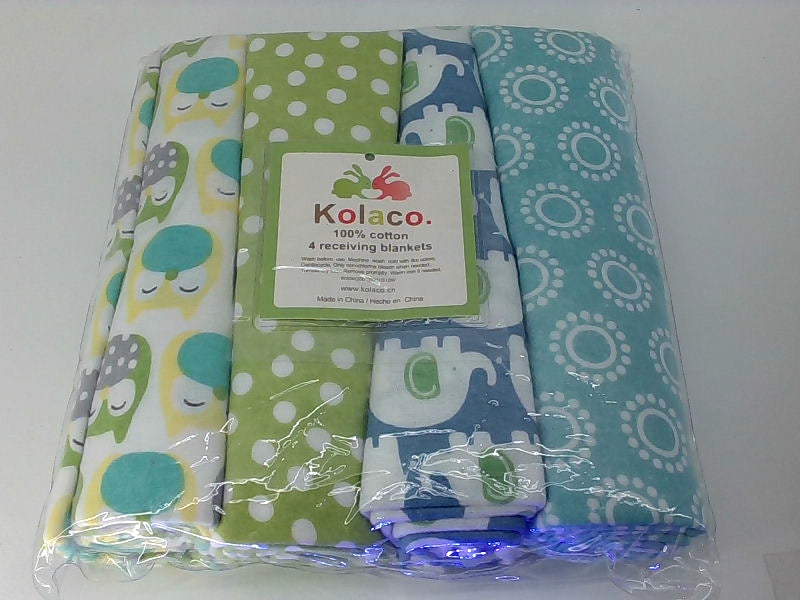 Kolaco 100% Cotton Receiving Blankets Set of 4 Multicolor