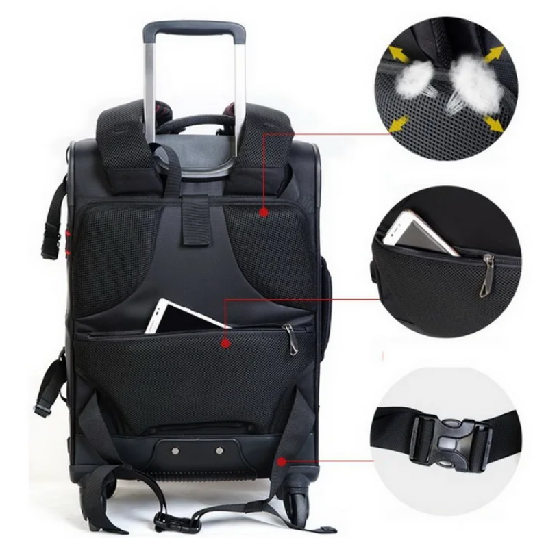 CADeN K10 large capacity custom camera trolly bag good quality waterproof dslr camera backpack with wheels