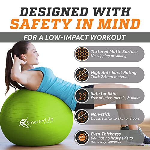 Smarterlife Workout Exercise Ball For Fitness Yoga Balance Stability 45 Cm Lime