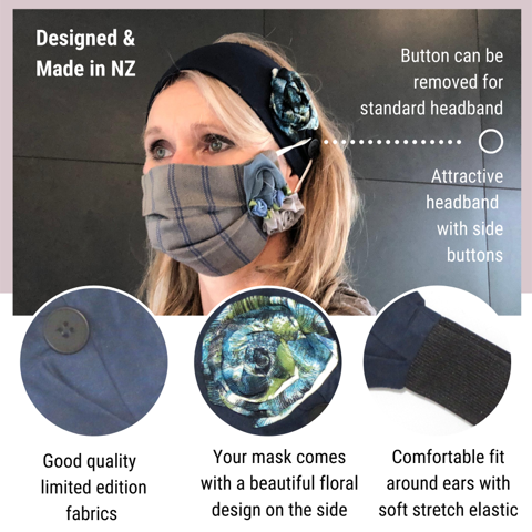 2 Pack Mask Headbands With Buttons for Face Mask for Nurses