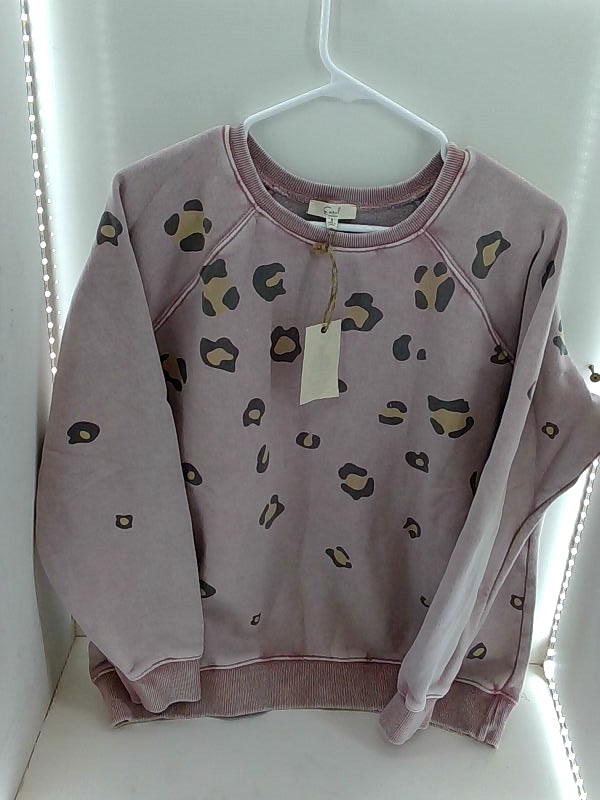 Light Pink Leopard Print Sweater - Small