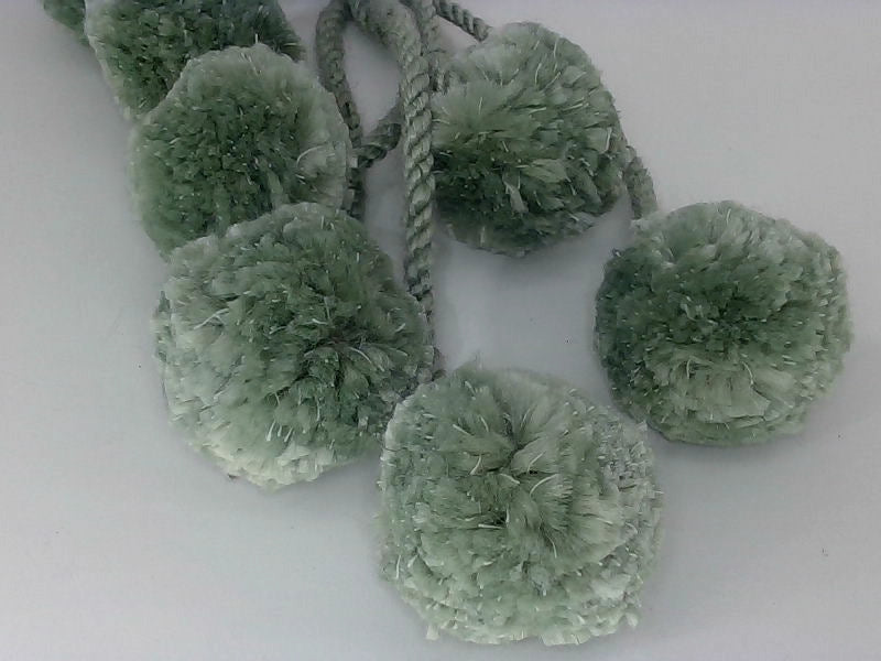 Dark Green Polyester Pom Pom Christmas Decoration 14.5 Inch