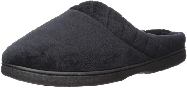 Dearfoams Women's Darcy Microfiber Velour Clog with Quilted Cuff Slipper Color Black Size X-Large