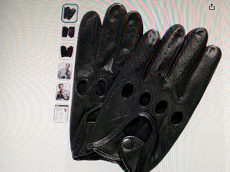 Men's Black Leather Driving Gloves - Medium