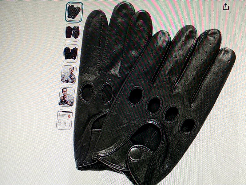 Men's Black Leather Driving Gloves - Medium