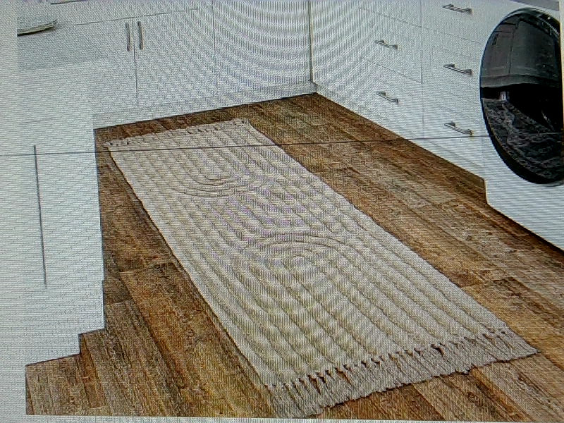 Leevan Beige Boho Runner Rug 2 x 5 Cotton Home Accessory