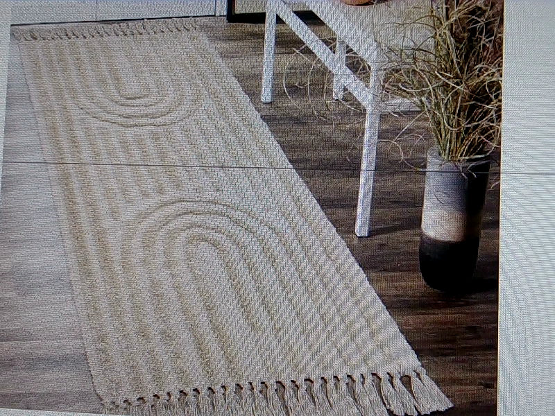 Leevan Beige Boho Runner Rug 2 x 5 Cotton Home Accessory