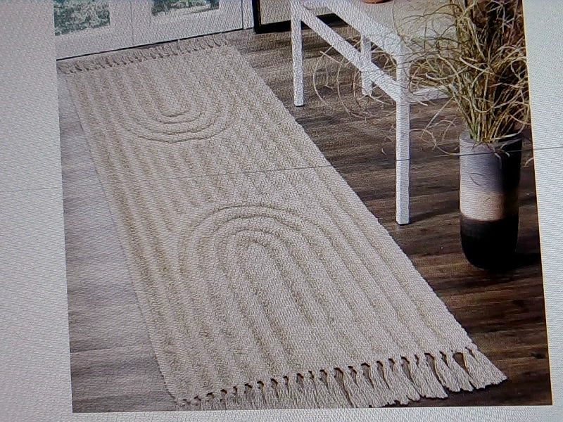 Leevan Beige Boho Runner Rug 2 x 5 Cotton Home Accessory