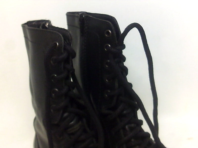 Steve Madden Troopa Black Leather Combat Boots Size 8.5