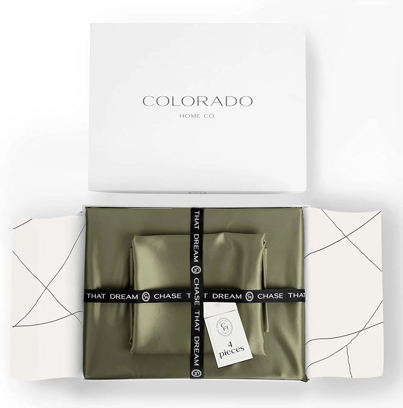 100%  Silk Bed Sheets Set By Colorado Home Co Mulberry