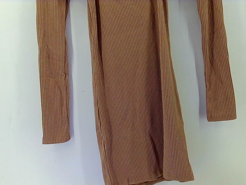 Girls Tan Long Sleeve Ribbed Bodycon Dress - Size 10-11 y