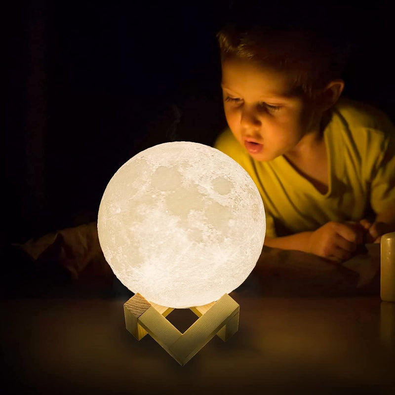 MyDethun 3D Printed Moon Lamp with Dual-Color LED - 7.1 inch