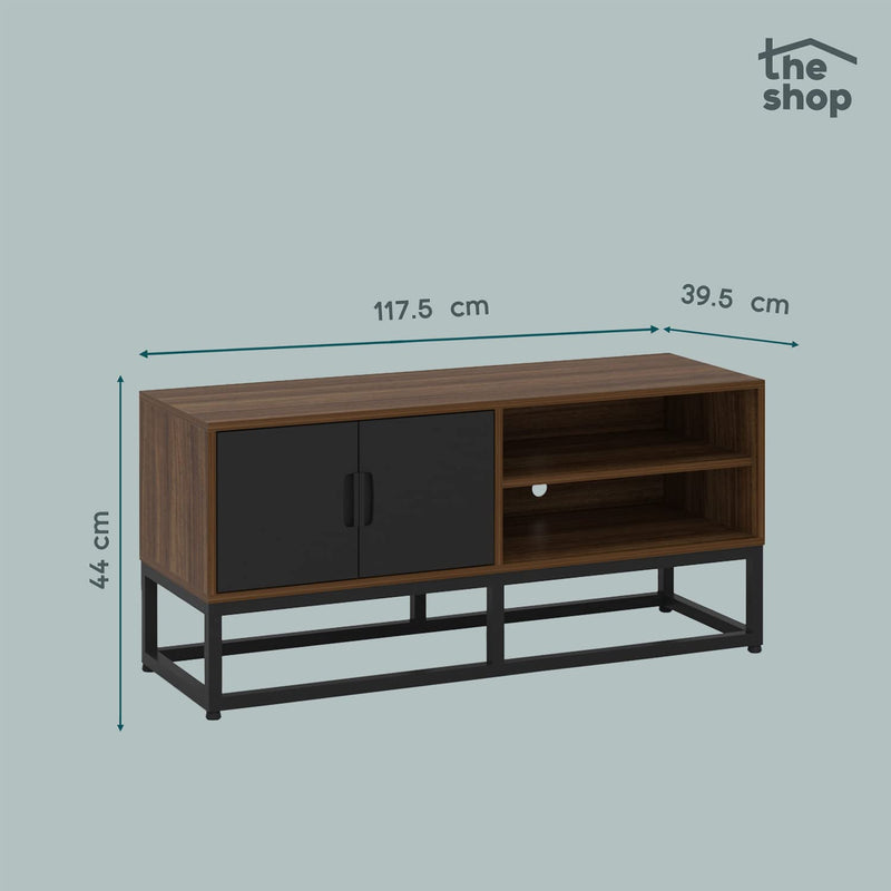 Modern TV furniture inhabits The Shop - 2 doors and Entrapaños - Monarch Entertainment Center - Manufactured in MDF - Metal Base - Ideal to decorate your room - Resistant and Durable Material