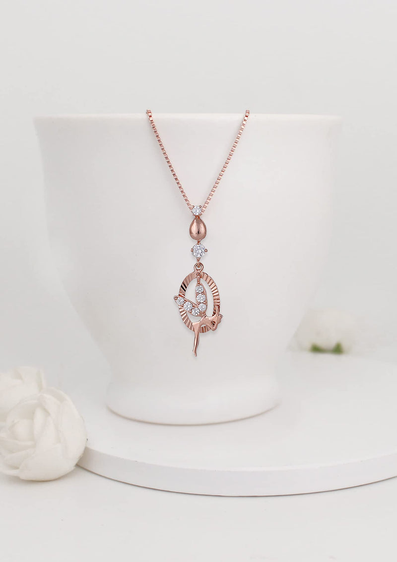 GIVA 925 Hypoallergenic Sterling Silver Rose Gold Zircon Fairy Pendant Chain