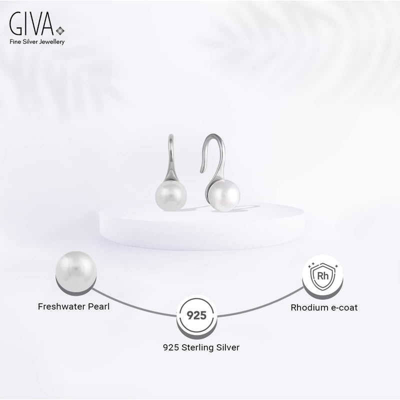 GIVA 925 Sterling Silver Hypoallergenic Freshwater Cultured Pearl Earrings for Women