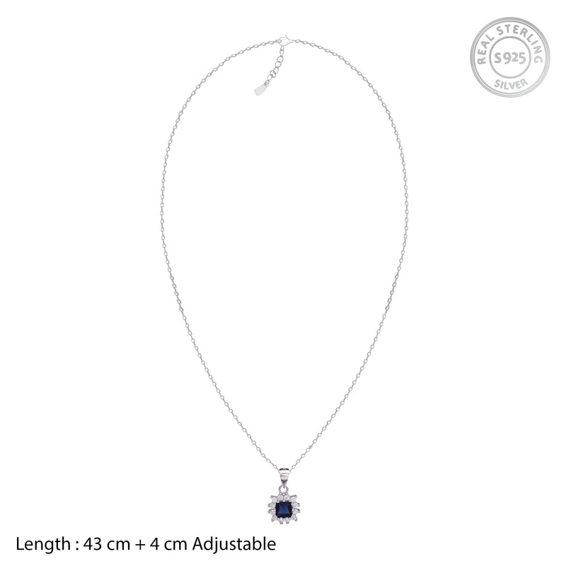 Giva 925 Hypoallergenic Sterling Silver Royal Blue Pendant With Link Chain