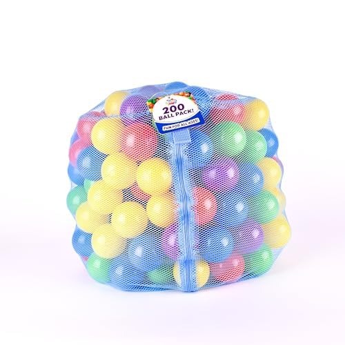 200 Count BPA-Free Ball Pit Balls with Mesh Storage Bag