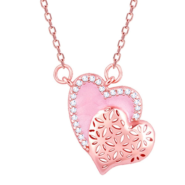 GIVA 925 Sterling Silver Hypoallergenic Rose Gold Dual Heartbeat Necklace