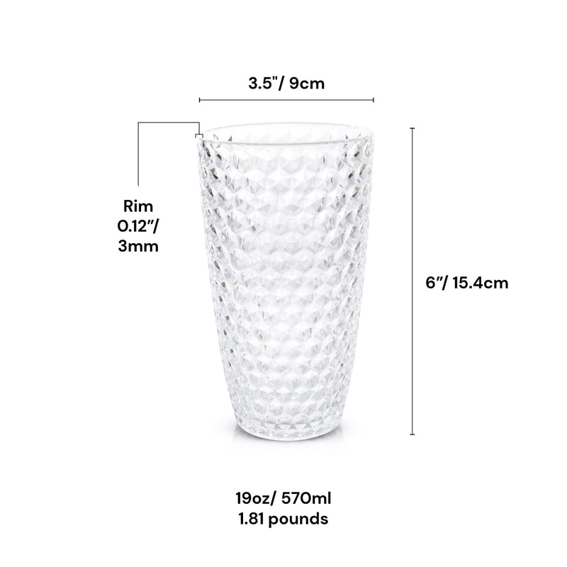 Set of 4 Clear Bellaforte Shatterproof Tritan Tumblers, 19oz