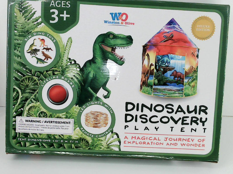 Dinosaur Discovery Kids Tent With Roar Button & Led Lights Indoor Outdoor Fun